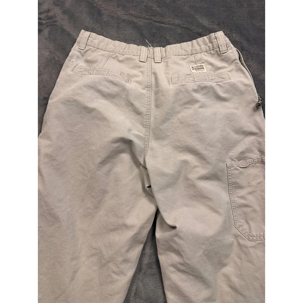 Columbia Utility Pants Mens 34x32 Khaki‎ Canvas Carpenter Outdoor AM8142